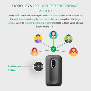 Doro Leva L20 Unlocked Senior Mobile Phone – Black