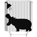 Hippo Shower Curtain, Funny Shower Curtain Set Shower Curtains for Bathroom, Waterproof Bathroom Shower Curtain Sets, White Cute Farmhouse Shower Curtains Farmhouse Bathroom Decor 72"X72"