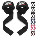 BEAST RAGE Weight Lifting Straps Fitness Padded Cotton Wrist Support Gel Advanced Grips Dumbbell Bar Wraps Heavy Duty Gym Bodybuilding Straps Power Deadlift Barbells Non Slip Exercise (Black)