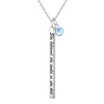 S925 Sterling Silver Engraved Bar Necklace for Women Jewelry Birthday Gift, Sterling Silver, created moonstone