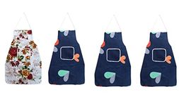 AAZEEM Cotton Kitchen Apron with Front Pocket Waterproof Back Restaurant For Men & Women UNISEX -(Pack of 4)