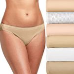 Hanes Women's 6-Pack Breathable Cotton Bikini Panty Style Underwear, Soft Taupe, White, Nude, Light Buff, Nude Heather, Sugar Flower Sweet Dot, 8