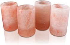Himalayan Secrets Set of 4 Himalayan Tequila Shot Glass Set - 100% Edible Hand Carved Himalayan Crystal Salt - 3" Tall