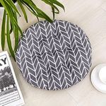 The Purple Tree Cotton Printed Round Chair Cushion Chair Pad (Pack of 1, 40X40 Cm) Outdoor Patio Chair Cushion, Quilted Chair Cushion (Grey Aztec)