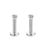 Candyfancy 16g 6mm 2/3/4mm Cubic Zirconia Gem Ear Cartilage Tragus Helix Studs Earrings Lip Labret Piercing (2pcs 2mm stone 6mm bar)