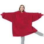 Bedsure Wearable Blanket Hoodie Women - Fluffy Fleece Hoodie Blanket for Adults Men, Warm Hooded Blanket as Gifts for Her, Red, L