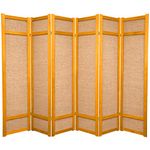 Oriental Furniture Big Large Size Office Partition, 6-Feet Jute Japanese Privacy Folding Screen Room Divider, 6 Panel Honey