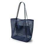 KALIDI Mesh Tote Bag,23L Beach Bag Extra Large Tote Bags for Women with Zip Pocket Shoulder Bag Summer Beach Bags Reusable Shopping Bag for Picnic Holiday Travel Grocery
