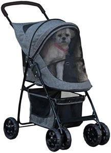 Pet Gear Happy Trails Lite Pet Stroller for Cats/Dogs, Zipper Entry, Easy Fold with Removable Liner, Safety Tether, Storage Basket