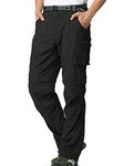 Jessie Kidden Mens Hiking Cargo Trousers Convertible Quick Dry Lightweight Zip Off Outdoor Fishing Travel Safari Walking Pants #225 Black-M 34