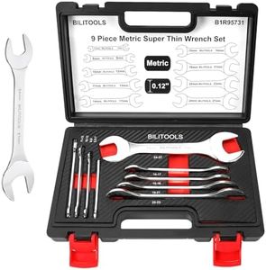 BILITOOLS Super Thin Open End Wrench Set, 9 Piece Metric 5.5 to 27 MM, CR-V Steel, HRC 40-45