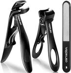 Vepkuso Nail Clippers for Seniors, Wide Jaw Fingernail Clippers and Angled Head Toenail Clippers for Thick Nail, Professional German Nail Clippers for Men, Women&Pregnant，Black