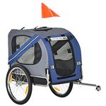 Aosom Dog Bike Trailer Pet Cart Bicycle Wagon Cargo Carrier Attachment for Travel with 3 Entrances Large Wheels for Off-Road & Mesh Screen, Blue