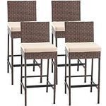 ECOTOUGE Wicker Bar Height Chairs S