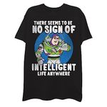 Mens Toy Story Movie Shirt - Woody, Buzz Lightyear, Rex & Pizza Planet - Throwback Classic T-Shirt, Black, Large