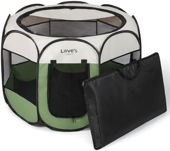 Love's cabin Pet Puppy Dog Playpen, Large Dog Tent Crates Cage Indoor/Outdoor, Portable Playpen for Cat, Foldable Pop Up Dog Kennel Playpen with Carring Case, Removable Zipper Top, Olive Green
