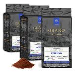 Grano Milano Ground Coffee 750g, Intenso Arabica and Robusta, Dark Roast Intensity 5/5 Extra Strong Coffee, Made in Italy