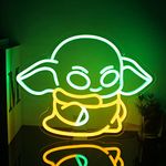 Green Alien Neon Sign Child Neon Light Green Yellow LED Neon Light Sign Baby Alien Neon Signs for Wall Decor Cool LED Signs Light Up Sign for Bedroom Kid Room Game Room Man Cave Birthday Party Decor