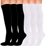 Evolyline 6 Pairs Compression Socks for Women & Men, Medical Compression Stockings Knee High for Nurses Running Flying Pregnancy Flight Travel Sports, Fit for Varicose Veins Swollen Ankles 15-20mmHg