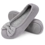 EverFoams Women's Ballerina Slippers Lightweight Comfy Memory Foam House Shoes with Stretchable Heel Design, Grey, 5/6 UK