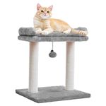 Cat Tree with Wide Large Top Perch, Removable Cover, Natural Sisal Scratching Post and Dangling Ball for Indoor Cats