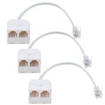 Telephone Splitter, 3-Pack RFAdapter RJ11 Male to Female Two Way Phone Line Splitter Converter Cable