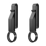 2Pcs Heavy Duty Belt Key Holder with 4Pcs Metal Key Rings, Stainless Steel Black Men Keychain Tactical Key Holder Clip for 1.5-2.25inch Wide Duty Belts for Police and Fire Agencies