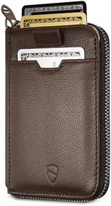 Vaultskin Notting Hill RFID Leather Wallet for Men – Slim Bifold Card Holder with Zip Closure and Money Strap (Brown)