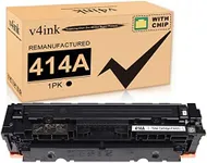 v4ink 414A Toner Cartridge [with Chip] Replacement for HP 414A W2020A 4 Packs for use in HP Color Pro MFP M479fdw M479fdn M454dw M454dn M454 M479 M455dn M480f Printer, Remanufactured Toner (1 Pack)