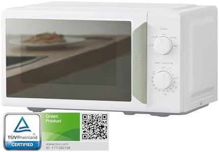 COMFEE' 700W 19L White Mini Microwave Oven, Compact Design, InverTech and Quick Defrost Function, 5 Cooking Power Levels with Kitchen Manual Timer - Mirror Design CMO-MP012ND(GN)