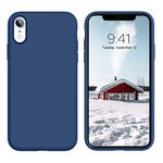 GUAGUA Case for iPhone XR, iPhone XR Case Liquid Silicone Soft Gel Rubber Slim Lightweight Microfiber Lining Cushion Texture Cover Shockproof Protective Cases for iPhone XR 6.1-inch Navy Blue