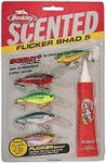 Berkley Scented Flicker Shad Tiger 5 Pack Fishing Lure, Assorted, 3/16 oz, 2in | 5cm Crankbaits, Size, Profile and Dive Depth Imitates Real Shad, Equipped with Fusion19 Hook