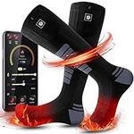 Heated Socks for Men Women Rechargeable Washable 19.24WH 7.4V Battery Operated Heating Socks with APP Remote Control for Hunting Ice Fishing Camping Hiking Skiing Outdoor Work(Black,M)