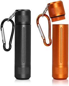 FineGood 2 Set of Smell Proof Container, Waterproof Airtight Stash Jar Portable Aluminium Alloy Container with Carabiner for Outdoors Survival