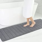 Smiry Memory Foam Bath Mat, 60 x 180 cm, Extra Soft Large Bathroom Mat Runner, Super Absorbent Non-Slip Bath Mats for Bathroom Floor Long Machine-Washable Dry Bath Rug Foot Mat, Dark Grey