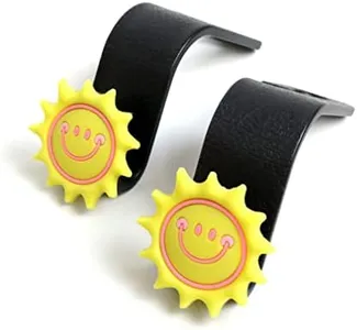 MaPctSy Smiley Sunflower Car Hooks, Car Seat Back Hooks Hanger Vehicle Storage Hook,Cute Sun Flower Seat Headrest Hook for Purse, Cloth, Grocery Bags fit Universal Vehicle S Type