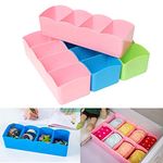 LEAWALL� Plastic 5 Grids Storage Box Organizer & Divider Box | Set of 4 (Multi Colour) | for Desk Organizer for Office Stationary Drawer�