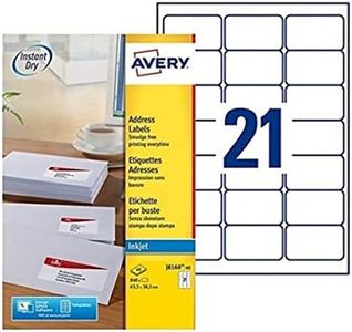 AVERY - 840 Étiquettes Adresse Autocollantes Blanches Personnalisables - Format 63,5 x 38,1 mm - Impression Jet d'Encre