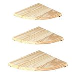 Set Of 3 Natural Wood Corner Shelf Wall Mounted Storage Wooden Unit Shelves Kit Home & Kitchen Decorative Corner Shelves (380 x 380 x 16mm)