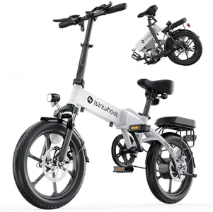 isinwheel Electric Bike for Adults 16" Foldable Ebike, 500W Electric Bicycles with Front Fork Suspension, Rear Rack, 3A Fast Charge, 20 mph Mini Folding Ebike for Adults and Teens