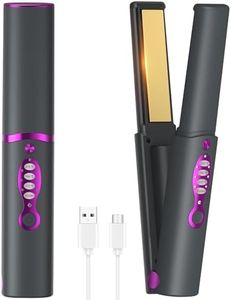 B-Qtech Cordless Hair Straightener Curler 2 in 1, Portable Mini Travel Straightener，Fast Heating, 3 Adjustable Temperatures, Hair Straighteners 5000mAh Type-C (Grey)