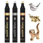 JDiction Metallic Chrome Markers, 3 Colors Permanent Markers Mirror Effect, 2-5mm Larger Application Area, High Gloss, Waterproof, Chrome Paint Pens for Christmas Resin Crafts, Coloring, Painting