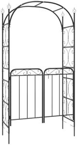 vidaXL Garden Arch with Lockable Gate - Black Steel, 108x45x235 cm - Strong, Durable and Easy to Assemble - Ideal for Climbing Plants, Entrance, Passage and Garden Decor