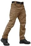 TACVASEN Waterproof Hiking Pants Men Military-Style Cargo Pants Work Cargo Pants for Men Outdoor Tactical Training Trousers Shooting Pants Mens Brown