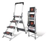 Little Giant 4 Tread Safety Step Ladder | Folding Step Stools | with Tool Tray Fitted into Handrail