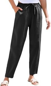 NBXNZWF Women's Cotton Linen Straight Leg Pants Casual Drawstring Waist Summer Trousers with Pockets for Everyday Comfort