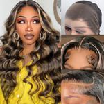 13x4 Highlight Body Wave Lace Front Wigs Human Hair 1B/27 Ombre Wig Human Hair 180% Density 13x4 Full Lace Frontal Wigs Human Hair Pre Plucked with Baby Hair 26 Inch