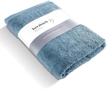 herzbach home Serviettes de Bain Premium 100 x 150 cm (Bleu) | Grandes, moelleuses et absorbantes de qualité supérieure | en 100% Coton Naturel
