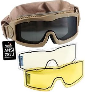 Lancer Tactical AERO Airsoft Tactical Safety Goggles ANSI Z87.1, 3mm Dual Pane Anti-Fog Lens for Hunting, Paintball, Cycling