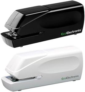 EcoElectronix Portable Automatic Electric Stapler - 30 Sheet Capacity, Quiet Operation, Jam-Free and Easy Reload - AC Adapter/Battery Powered (White & Black Combo)